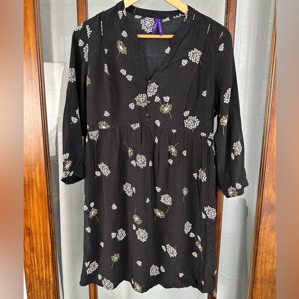 Seraphine Black White Floral Long Sleeve Knee Length Maternity Womens 6 Buttons